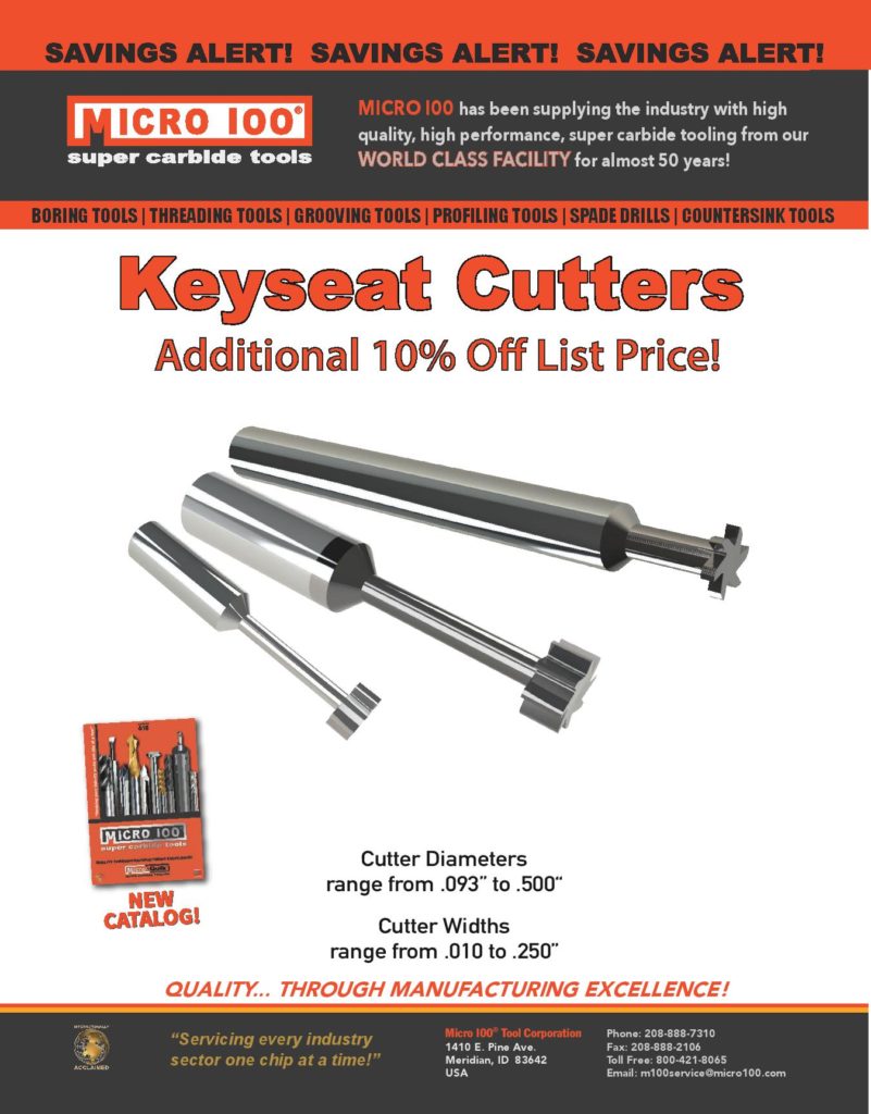 Micro 100 Keyseat Cutters additional 10% off price list